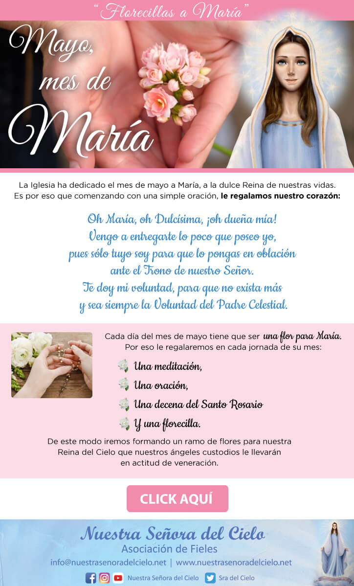 cartel flores a María mes de Mayo
